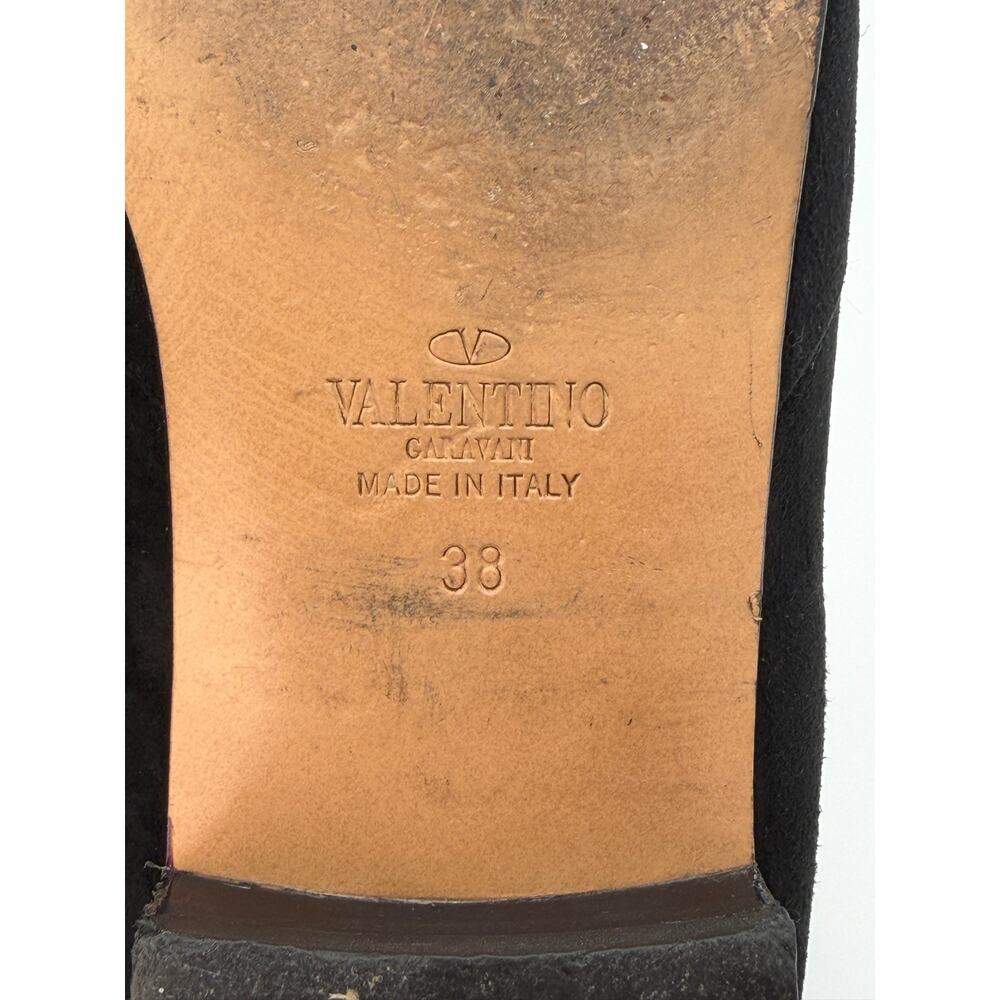 Valentino Rockstud Roman Stud Pleated Loafers Black Suede Size 38 / 8 - Picture 9 of 13